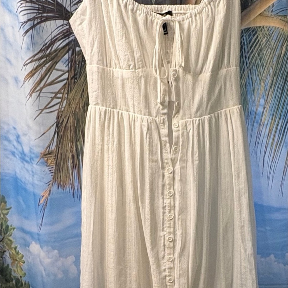 Forever 21 Cream Button-Front Maxi Dress